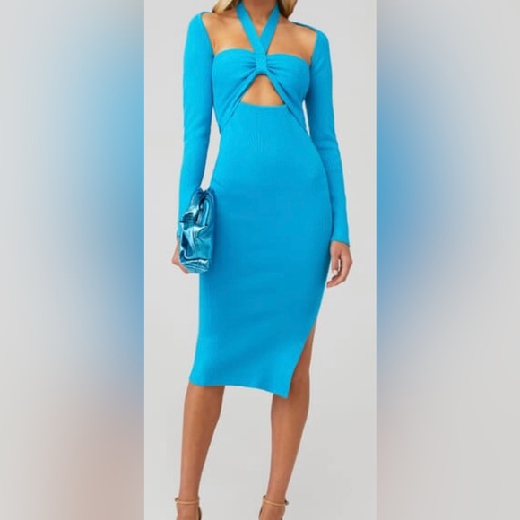 The Frolic Rhea Women Bodycon Halter Midi Dress Multiple Sizes Wedding Vacation - Picture 1 of 9
